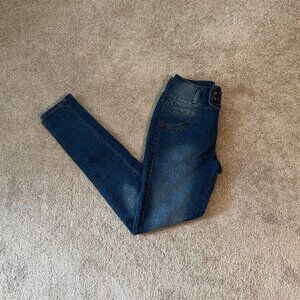Crocker Jeans High Rise Skinny Jeans Juniors Buttons Size 7 (26x30)